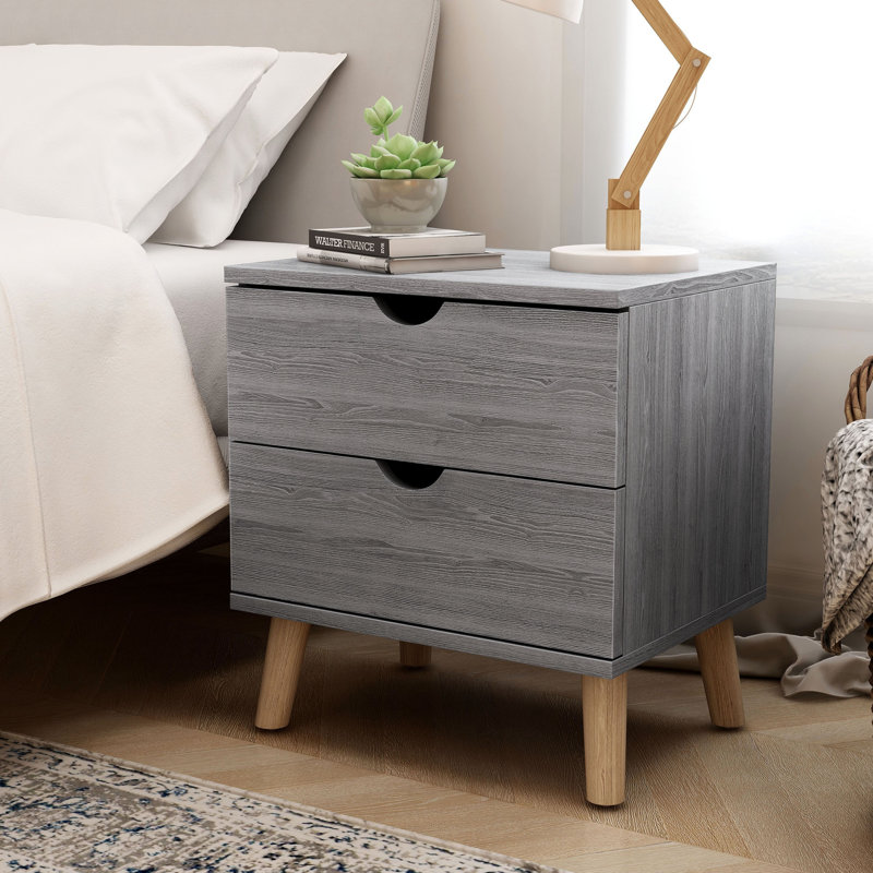 2 - Drawer Nightstand, Distressed Gray