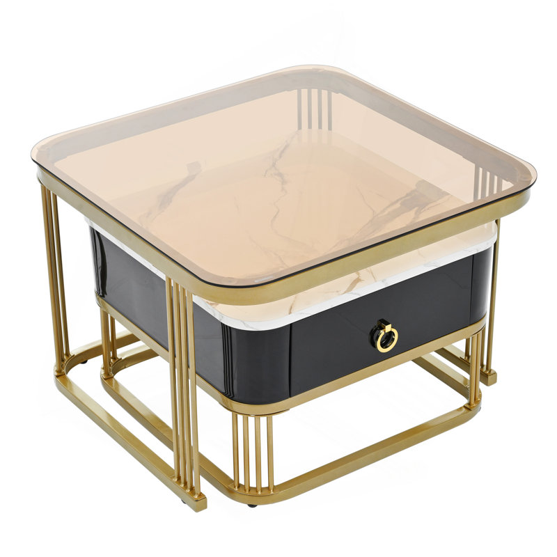 Table basse gigogne avec tiroir