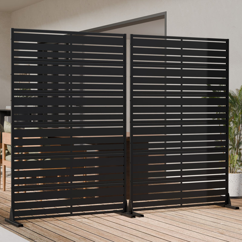 H 72 po x l 47 po x P 16 po avec écran d'intimité en métal et panneau de clôture en treillis pour terrasse, Noir