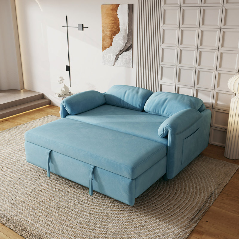 Vitrine du canapé: canapé-lit en velours de 54 po - un bijou de salon à double usage avec option de lit rétractable