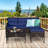 Costway 3pcs Patio Furniture Set 3-seat Sofa Cushioned Table Garden Navy