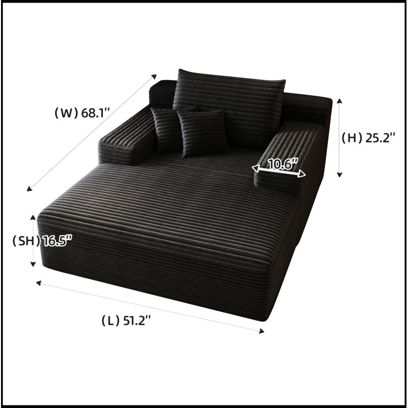 Méridienne 68 "* 51", Noir antique