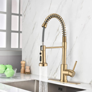 Robinet de cuisine rétractable à poignée simple avec accessoires