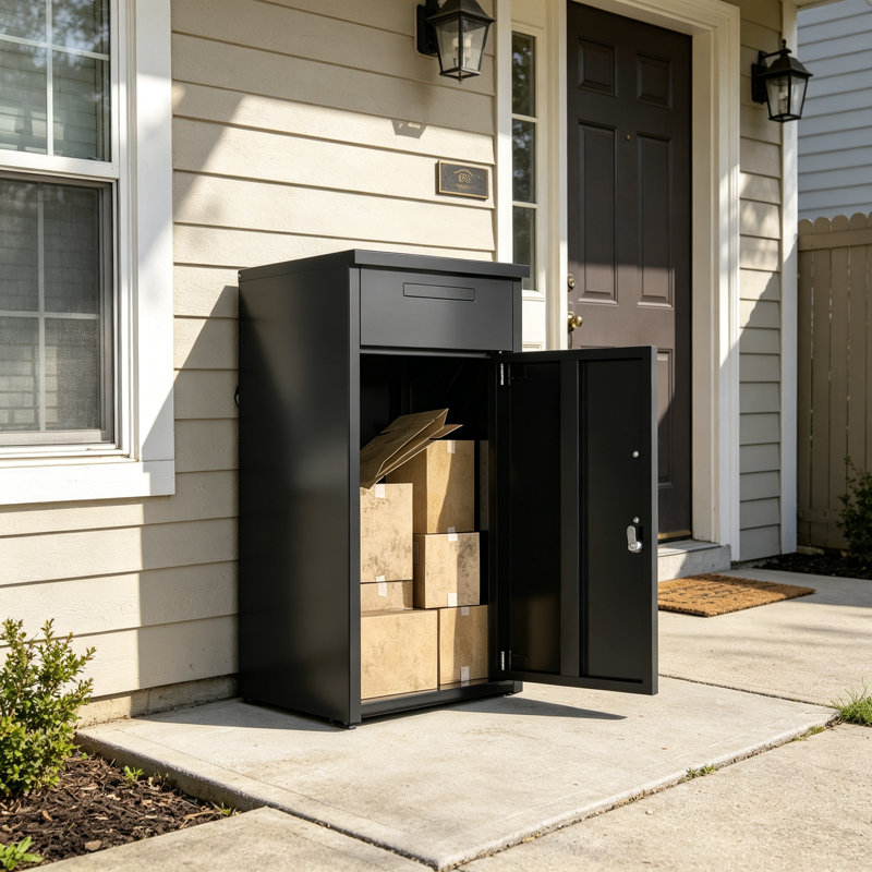 Steel Package Drop, Black, 85cm H X 43.2cm W X 40.6cm D