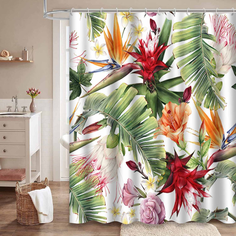 Abstrait fleur tropicale Aloha avec 12 crochets, L 72 po x l 78 po
