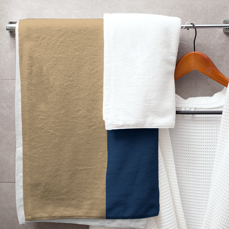 Bath Towel, Polyester/Cotton, Minnesota Kasota Gold/Navy Blue/White