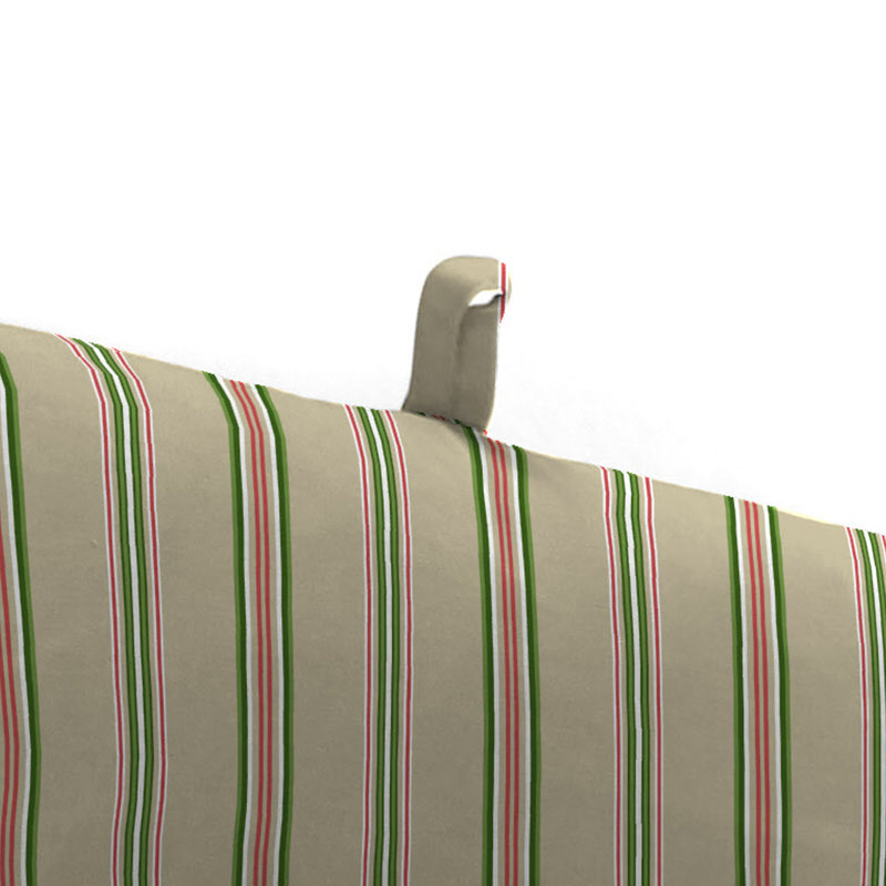72" x 22" Outdoor Chaise Lounge Cushion with Ties and Loop, Beige/Striped