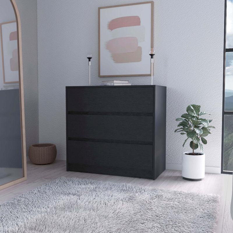 Commode 3 tiroirs l 33,46 po, Noir