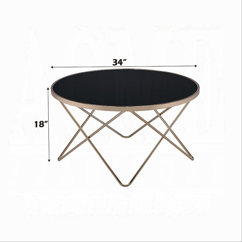 Glass Top Coffee Table, Black, 18" H x 34" L x 34" W