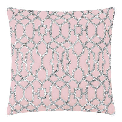 Coussin Sparkles Home Velours doux avec fausses perles et strass en verre - 16 po x 16 po