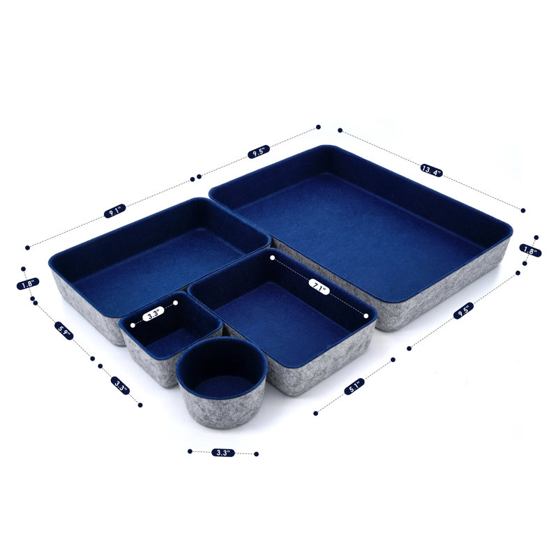 Rangement de bureau H 2,2 po x l 13,6 po x P 9,6 po, Bleu marine