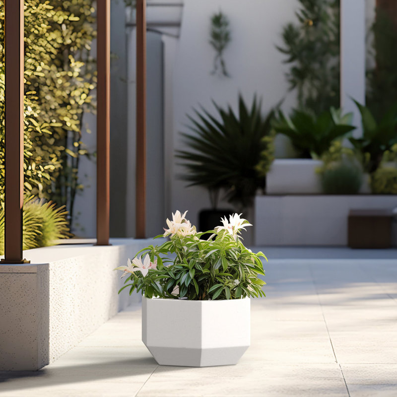 Armontae Handmade Planter Box, Crisp White, 8'' H X 14'' W X 12'' D