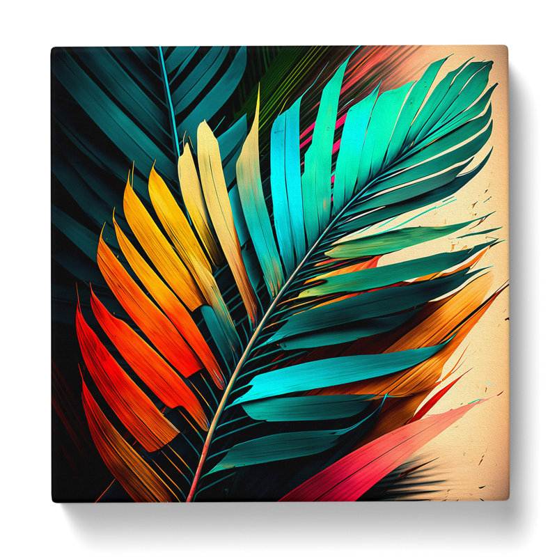 Palm Leaf Colour Field - Wrapped Canvas, 35cm H x 35cm W x 3cm D