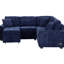 Canapé-lit en forme de L de 82,6 po avec ports, prises électriques, tissu doux - extensible bleu marine,