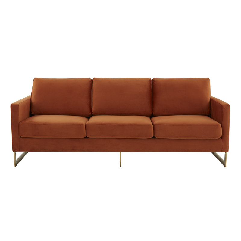 Bellago Modern Velvet 3-Seater Sofa with Stainless Steel Base – Comfortable Upholstered Couch with Removable Cushions for Living Room, Office & Lounge