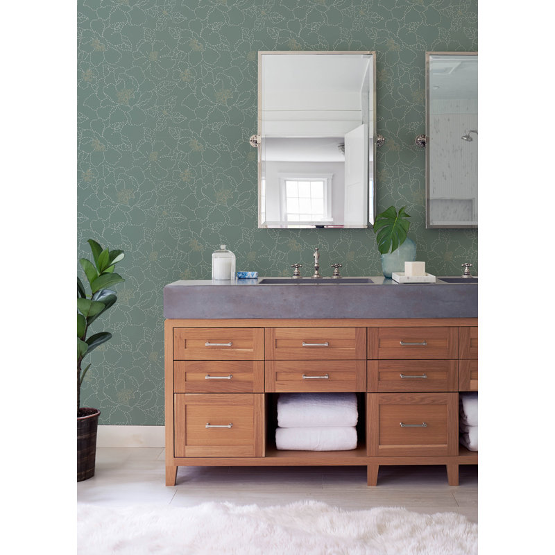 Camariya Floral Metallic Wallpaper Double Roll, Green
