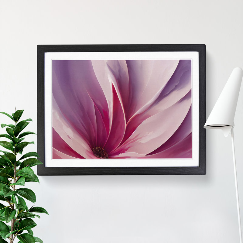 Legendary Modern Flower Abstract - Single Picture Frame Print, Black Framed, 46cm H x 64cm W x 2cm D