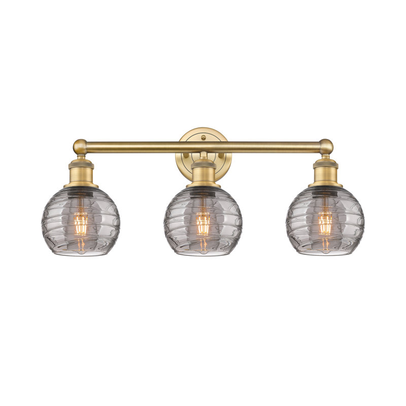 Cambria 3 - Light Dimmable Vanity Light, Brushed Brass, Light Smoke