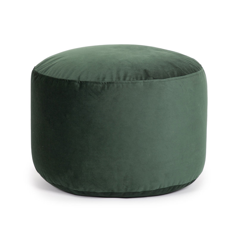 Pouf rond en velours de 20 po Franka, Velours vert boisé