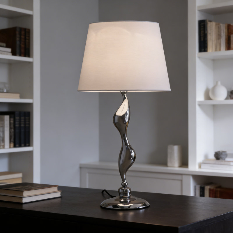 Lampe de table argentée 24 "Erte Art Deco Silhouette