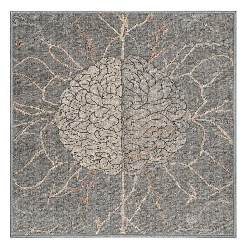 Tapis gris lavable à la machine, Carré 4 pi
