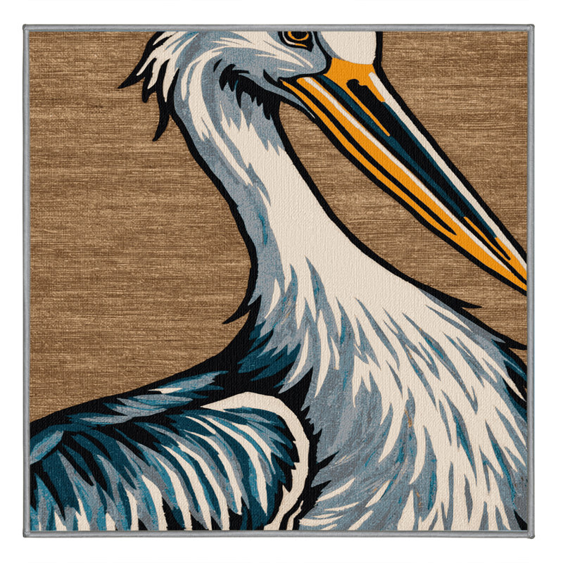 Washable Shoebill Stork Wildlife Area Rug, Square 6'