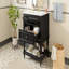  Meuble-lavabo autoportant 24 po à pieds sculptés rétro avec lavabo en céramique et 2 tiroirs - noir-1315387202