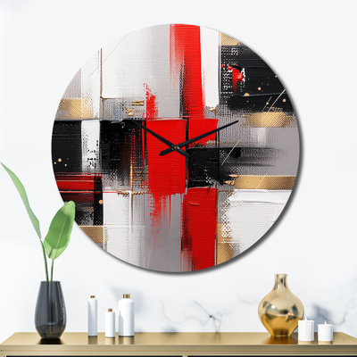 Horloge murale rouge et dorée I
