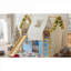 Lit mezzanine pleine grandeur pour chambre d'enfant en bois massif fantaisiste bleu classique avec glissade intégrée