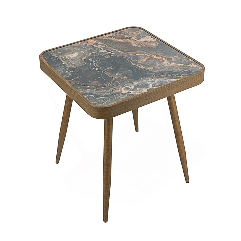 Table d'appoint carrée avec plateau en verre