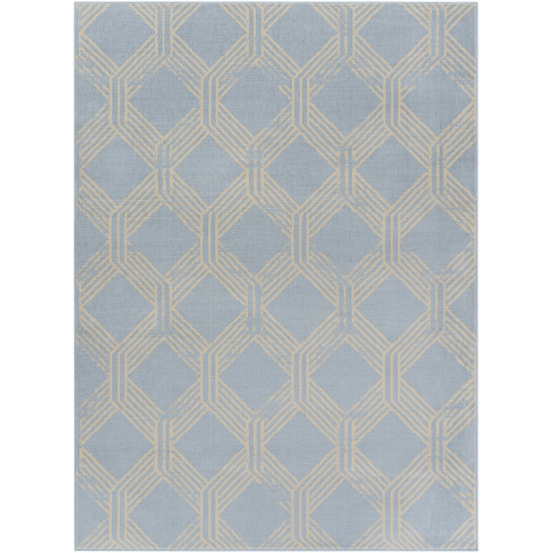 Tapis géométrique bleu / beige Arlington, Rectangle 7 pi 10 po x 10 pi 2 po