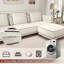 Canapé modulaire modulaire: canapé de luxe avec repose-pieds de luxe de 157,5 pouces avec 70% de coussins rembourrés en duvet, amovible et lavable, canapé en lin ultra-doux, très grand canapé de salon blanc