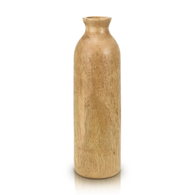 Essential Hand-carved Plain Brown Mango Tree Wood Flower Vase
