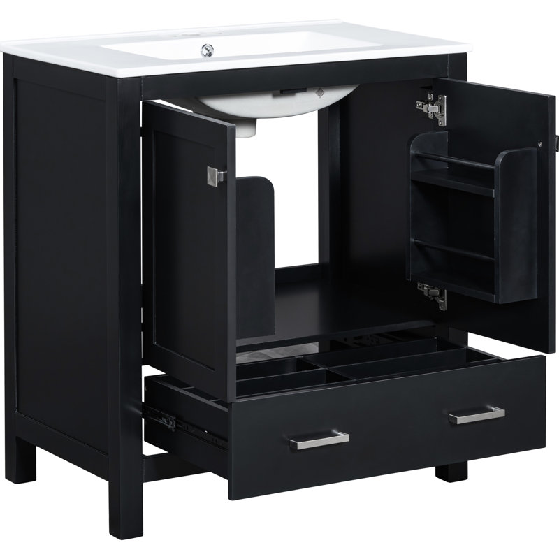 Meuble-lavabo double, - Armoire pratique avec lavabos de rangement pour la décoration, Noir