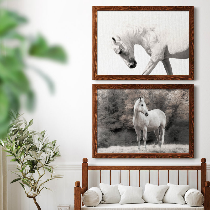 Neutral Stallion - ensemble de 2 photos sur toile tendues, H 37,5 po x l 55 po x P 1,5 po, Cadre en érable