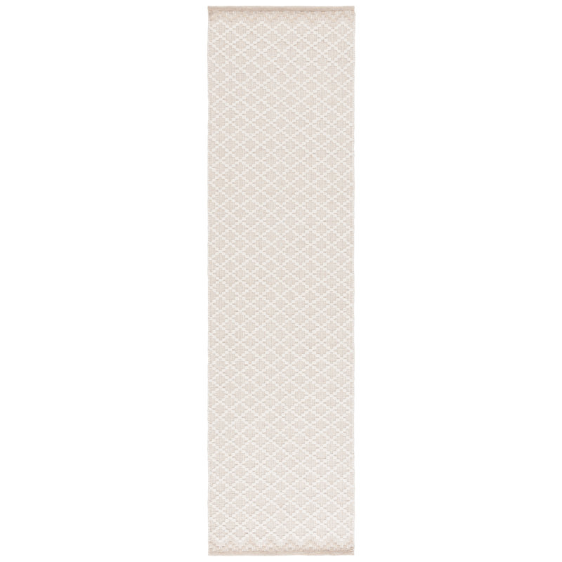 Northport Hand Woven Wool/Cotton Geometric Rug in Ivory/Beige, Runner 2'3" x 9'