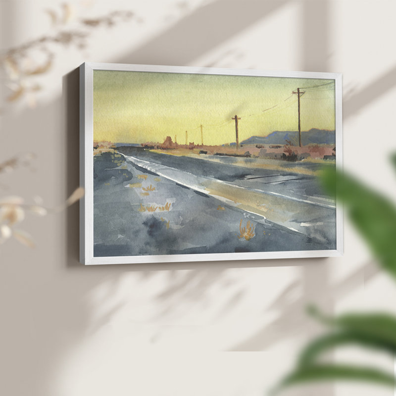 Deserted Highway I -Framed Print - Restickable, 8" H x 10" W, White
