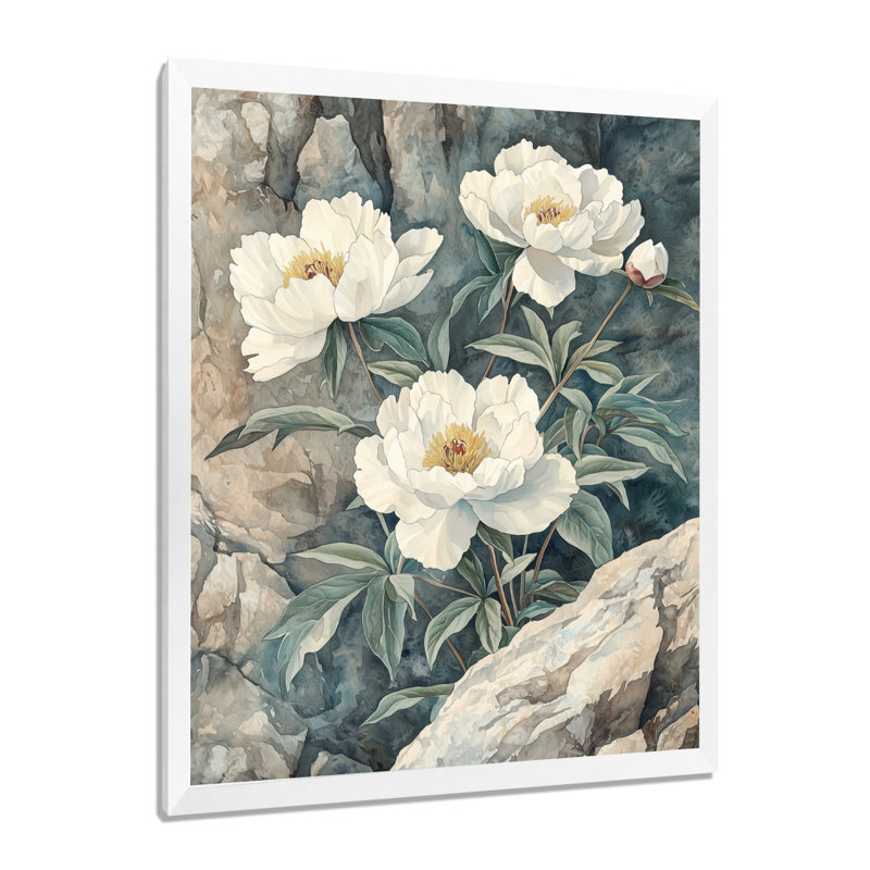Bainbridge - Floral Wall Decor, H 20 po x l 12 po, Reproduction encadrée d'une seule photo, Blanc