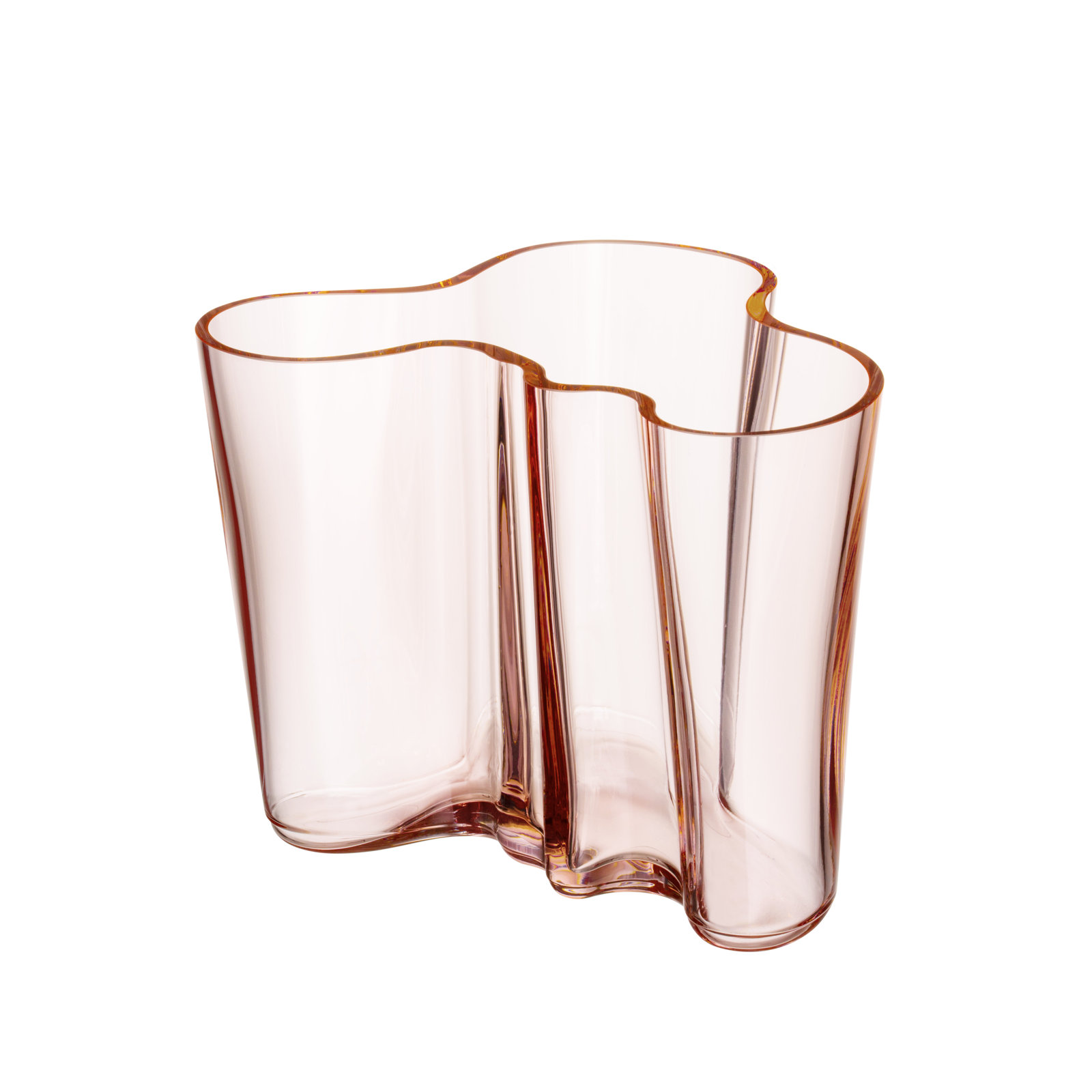 Aalto Glass Table Vase, Salmon Pink, 6.3" H x 8.19" W x 6.9" D