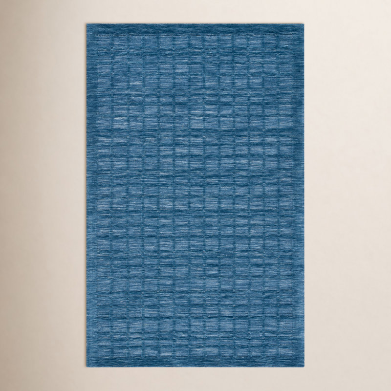 Tapis bleu tissé à la main Caris, Rectangle 8 pi x 10 pi