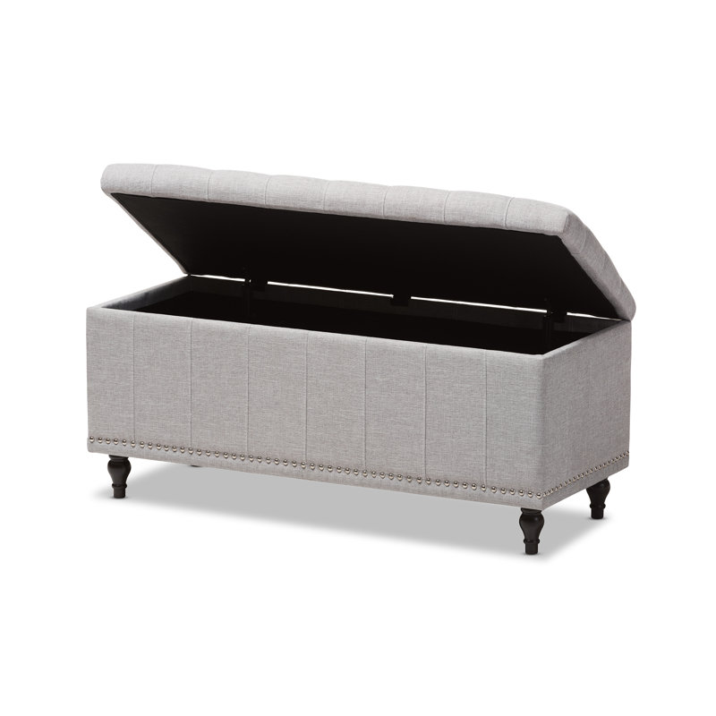 Mirdza Upholstered Ottoman, Grayish Beige