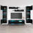 100" Modern Floating Wall Mounted Entertainment Center with 16-Color LED Lighting, High Gloss Finish-328468025