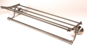 Tansey Metal Floating Shelf with Towel Bar, Satin Nickel
