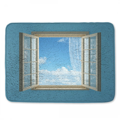 Tapis de bain à fenêtre ouverte