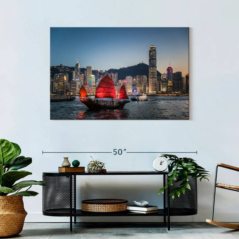 Lilie Junk Boat In Victoria Harbour, 30" H x 45" W
