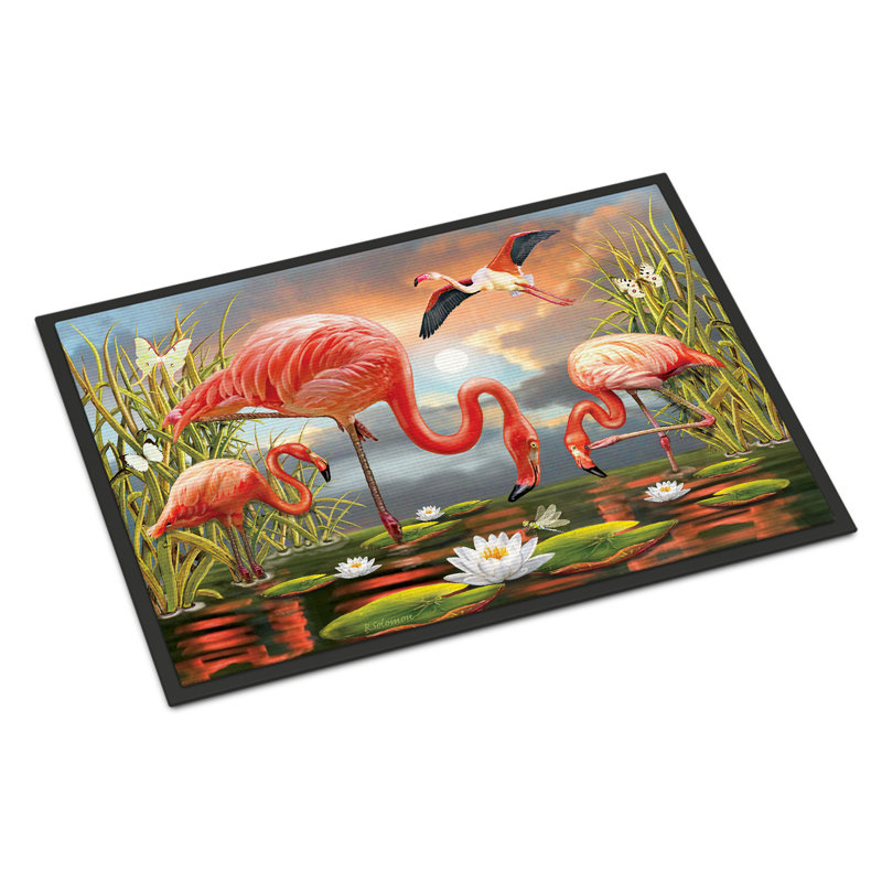 Tapis d'entrée antidérapant Driffield L 27 po x l 18 po, Flamants