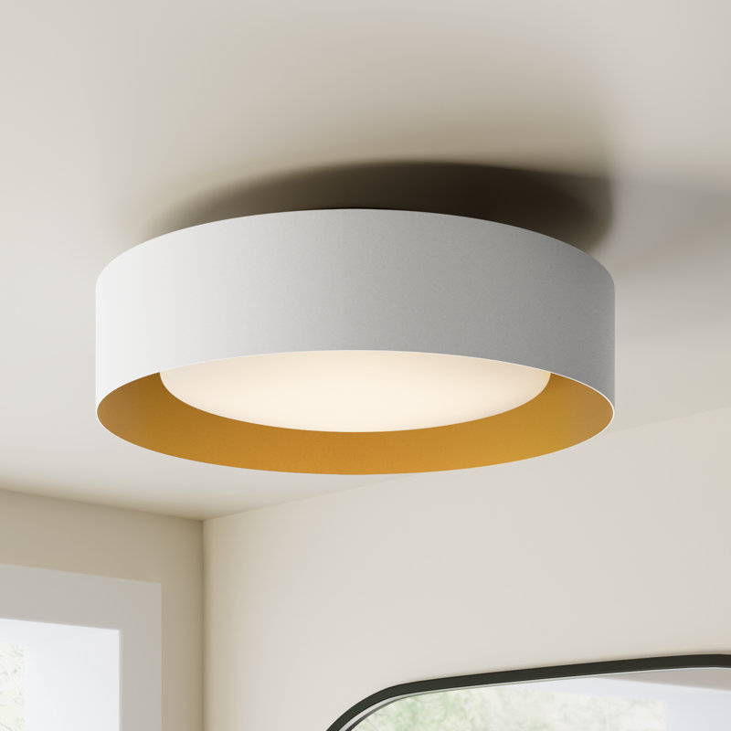Savita 15.7" Flush Mount, White/Gold