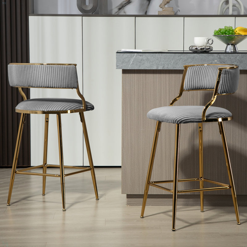 Ensemble de chaises de salle à manger de style moderne, essentiel pour les maisons minimalistes., Gris, Doré