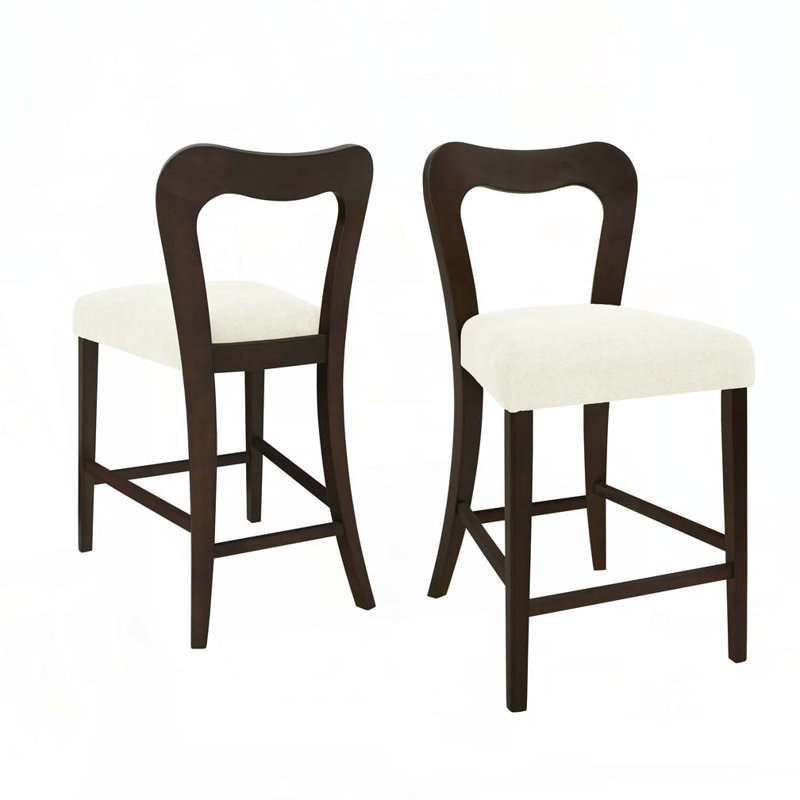 Tabouret de comptoir en bois massif, tabourets de bar, Beige, Marron foncé