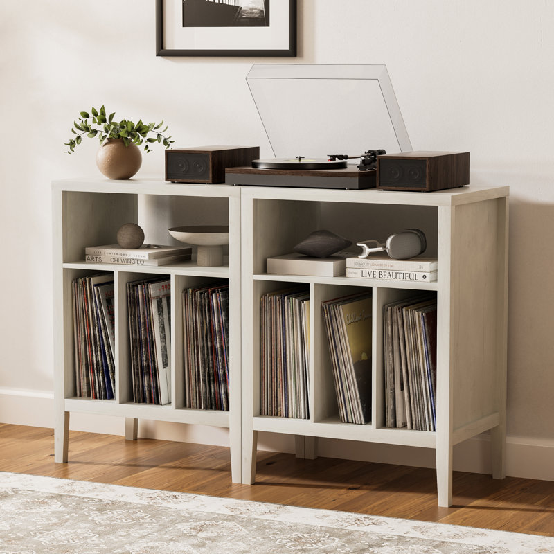 Farmhouse Wood  Record Player Stand  For Bedroom, Living Room, White